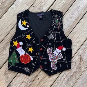 Lifestyle Women's Black Halloween Christmas Vest Reworked Size XL